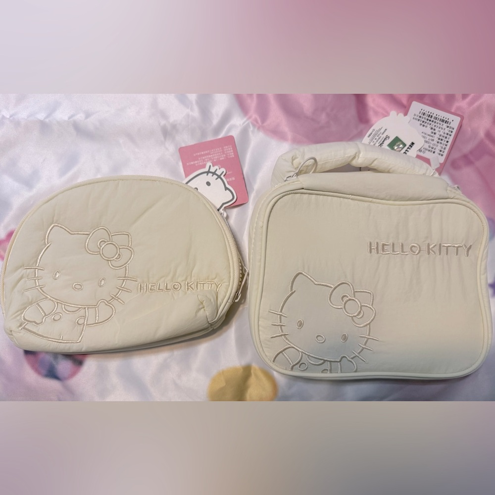 NWT Hello Kitty Cream Cosmetic Bags